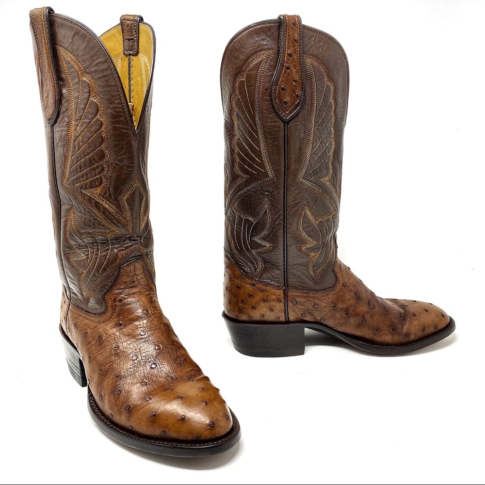 VTG Hondo Full Quill Ostrich Leather Western Boots - Picture 1 of 8